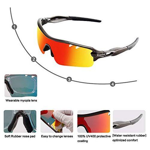 BangLong Polarized Cycling Glasses For Men Women Sports Sunglasses With 5 Interchangeable Lenses Tr90 Frame Mountain Bike Glasses MTB Bicycle Goggles Running 1
