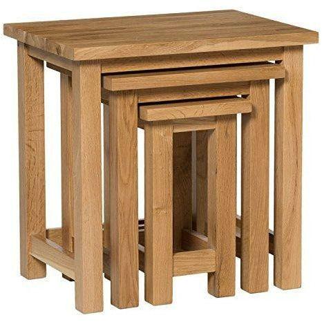 Hallowood Waverly Nest of Tables in Light Oak Finish | Solid Wooden Side/End/Lamp Stand | Set of 3, WAV-NEST490 1