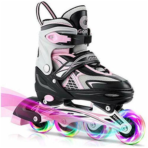 Gonex Inline Skates,Adjustable Inline Roller Skates with Illuminating Light Up Wheels for Kids Teens Boys Girls 0