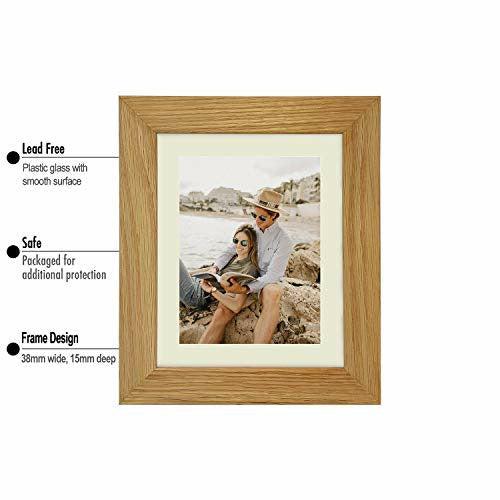 Tailored Frames|99|Real Solid Natural Oak Wooden Picture Frame with Antique Mount, Frame 50 x 40 cm for 40 x 30 cm Picture to Wall Hang UK 1