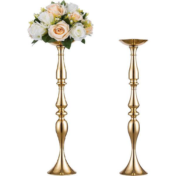 Sziqiqi 2Pcs Silver Wedding Centerpieces Table Vase, 80cm Tall Metal Vase Road Lead for Wedding Party Dinner Centerpiece Flower Stand for Christmas Anniversary Birthday, Silver