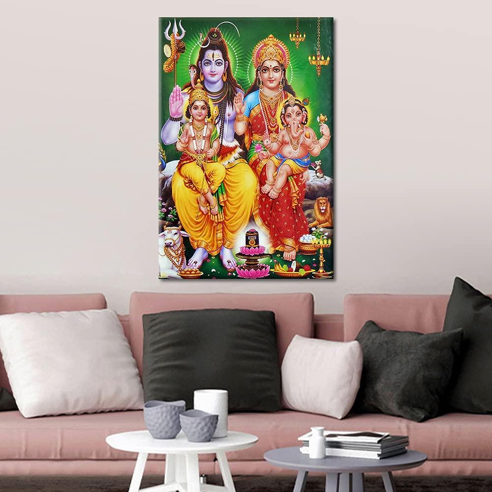 Canvas Wall Art Lakshmi Narasimha Wall Paintings 1 Piece Wall Decoration for Living Room Decor Hindu God Wall Pictures for Bedroom Poster and Print Stretched and Framed Ready to Hang (16''Wx 24''H) 2