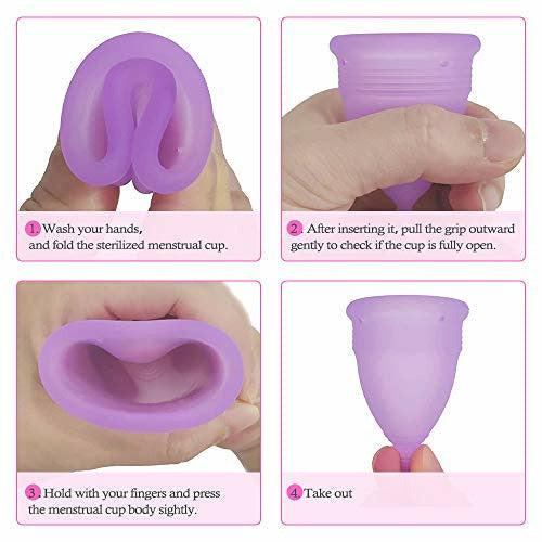 Piglagogo Menstrual Cups Mooncup Period Cup Reusable Menstrual Cups Set of 4 2 PCS Small and 2 PCS Large Moon Cup Diva Cup Tampon and Pad Alternative Feminine Hygiene Products 4