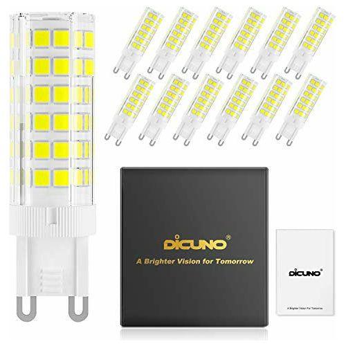 DiCUNO G9 Dimmable LED Light Bulbs, 6W (60W Halogen Equivalent), 550LM, Daylight White (6000K), G9 Ceramic Base, G9 Bulbs for Home Lighting, 12-Pack 0