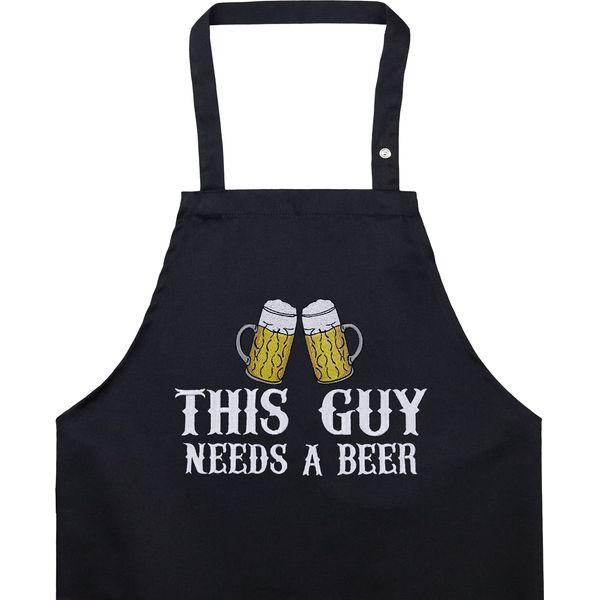 EXPRESS-STICKEREI Cooking apron Barbecue men Adjustable Kitchen Aprons with Pocket | adjustable neck strap (This guy needs a beer - Grillschürze)