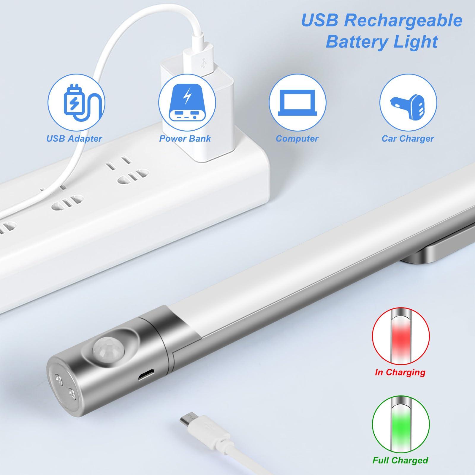 2500mAh Rechargeable Battery Lights, 40cm Dimmable Motion Sensor Light, Magnetic Led Strip Light Bar, for Reading, Closet, Cabinet, Makeup Mirror, Bedside, Study Light, 3000-6500K, 3 Lighting Modes 4