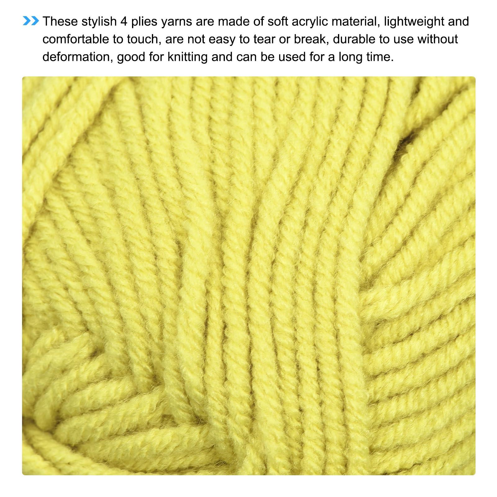 sourcing map Acrylic Yarn Skeins, 2 Pack of 50g/1.76oz Soft Crochet Yarns for Knitting and Crocheting Craft Project, Yellow-Green 2