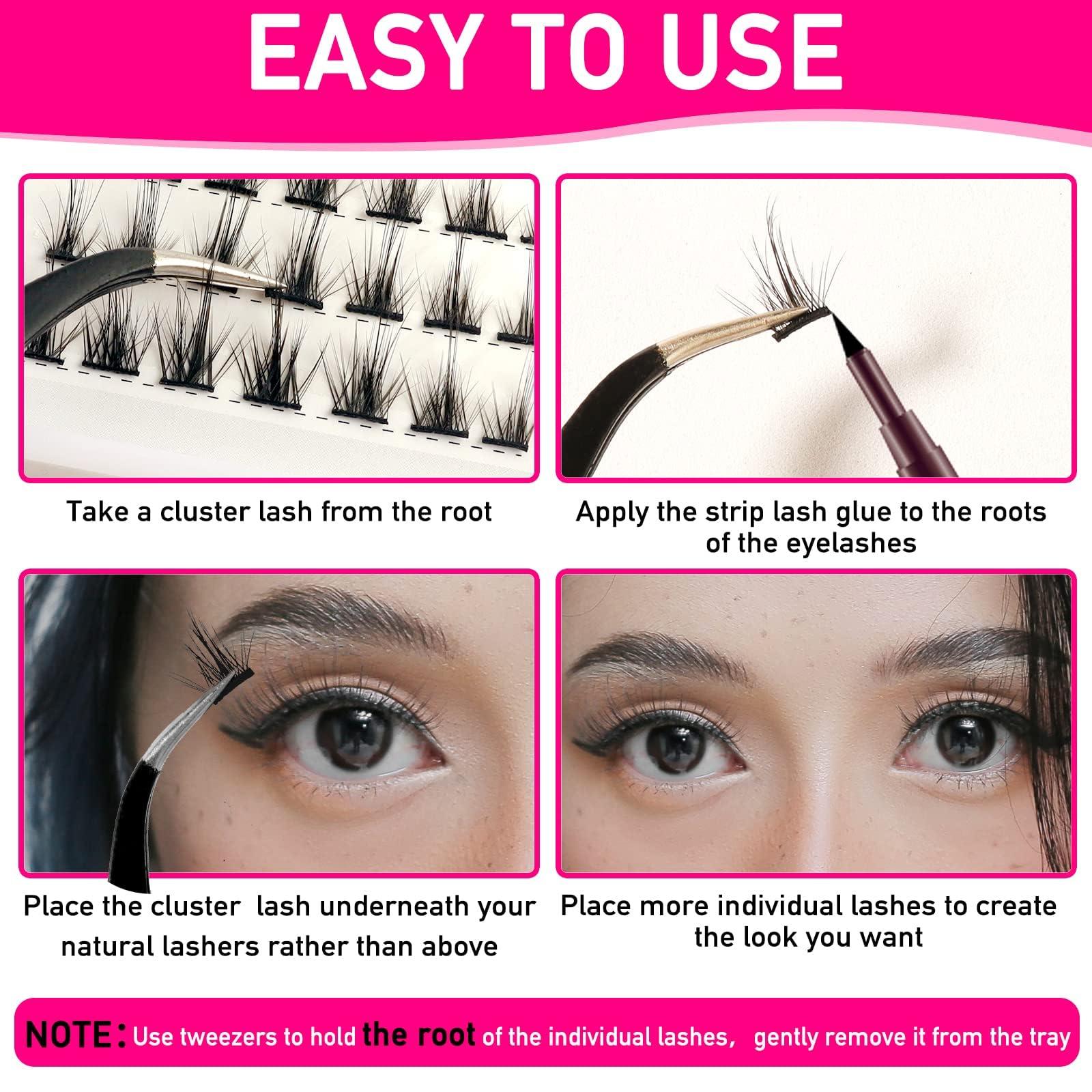 Cluster Lashes DIY Eyelash Extension, Individual Manga Lashes Clusters Natural Look Little Devil Wispy Mixed Length DIY Lash Reusable Natural Soft Lashes Clusters 3D Cosplay Makeup Halloween (A6) 2