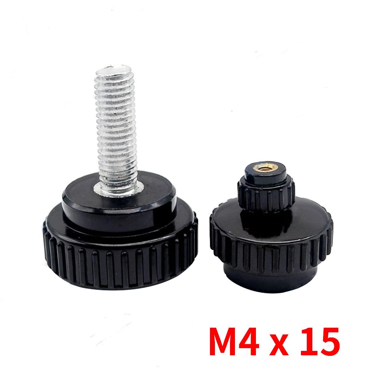 Star Knobs M4x15mm Round Head Screw Clamping Nuts Knob Grips Female Thread Bakelite Handle Black 2