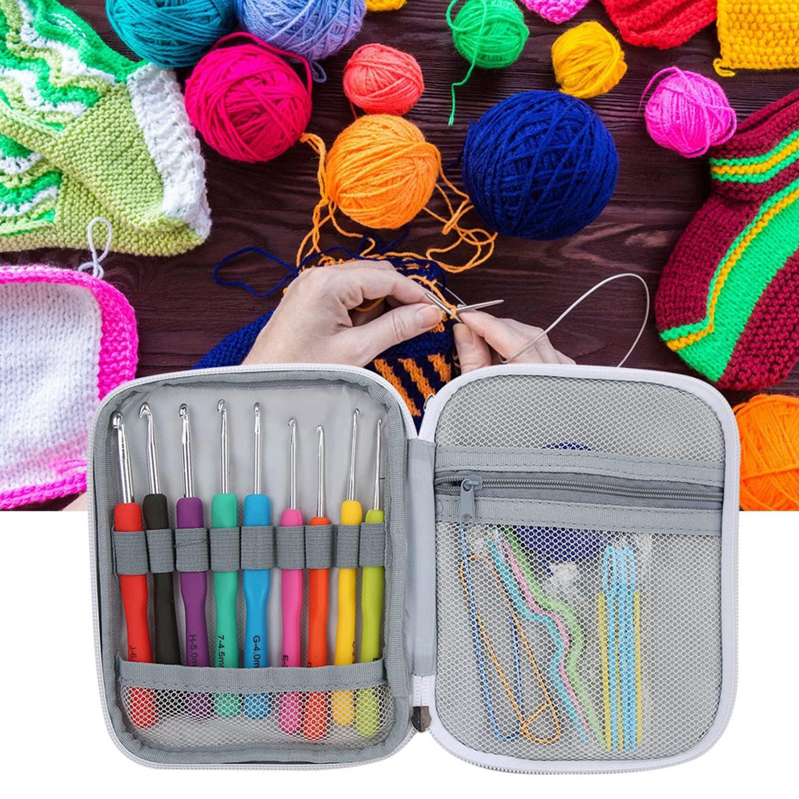 Uadme Crochet Hooks Set, 72Pcs Aluminum Knitting Needles Kit, Smooth Knitting Needles Kit with Bag, Crochet Hooks Knitting Needles Tools Kits Set Storage Case Accessory 1