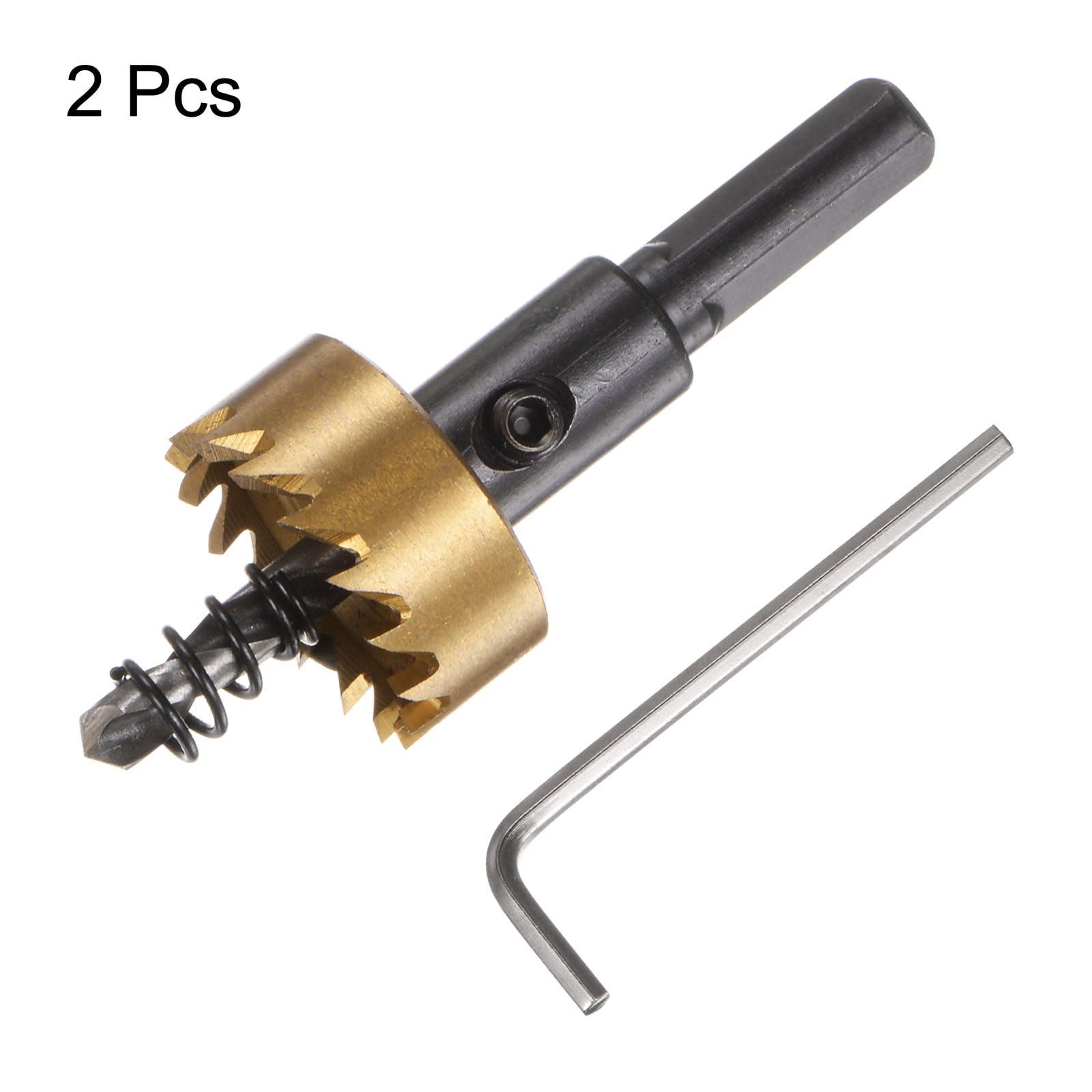 sourcing map 2pcs Hole Saws 26mm (1-2/85") M35 HSS (High Speed Steel) Titanium Coated Drill Bits Cutters Openers for Stainless Steel Aluminum Alloy Metal Wood Plastic 2