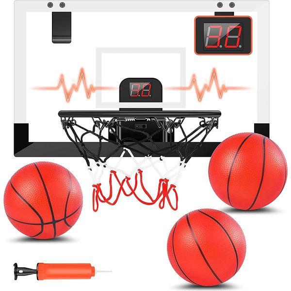 STAY GENT Mini Basketball Hoop for Kids and Adults with Electronic Score Record, Indoor Wall Mounted Basketball Hoop Set with 3 Ball, Outdoor Sport Shooting Ball Game Toys Gift for Boys Girls Bedroom