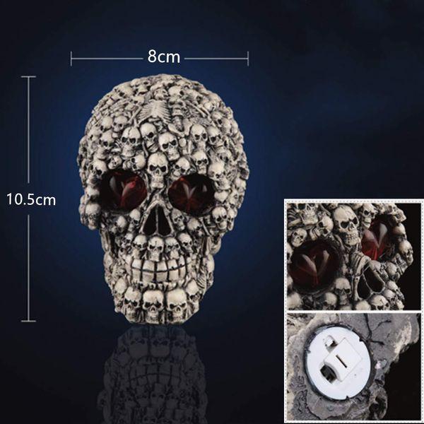 Xshelley Halloween LEDgreyresin Skull Light Bar Table Decorations Cool Birthday Surprise Decorative Night Light Skull Ornament with LED Light Up Eyes Desk Lamp for Gothic Party Decoration 2