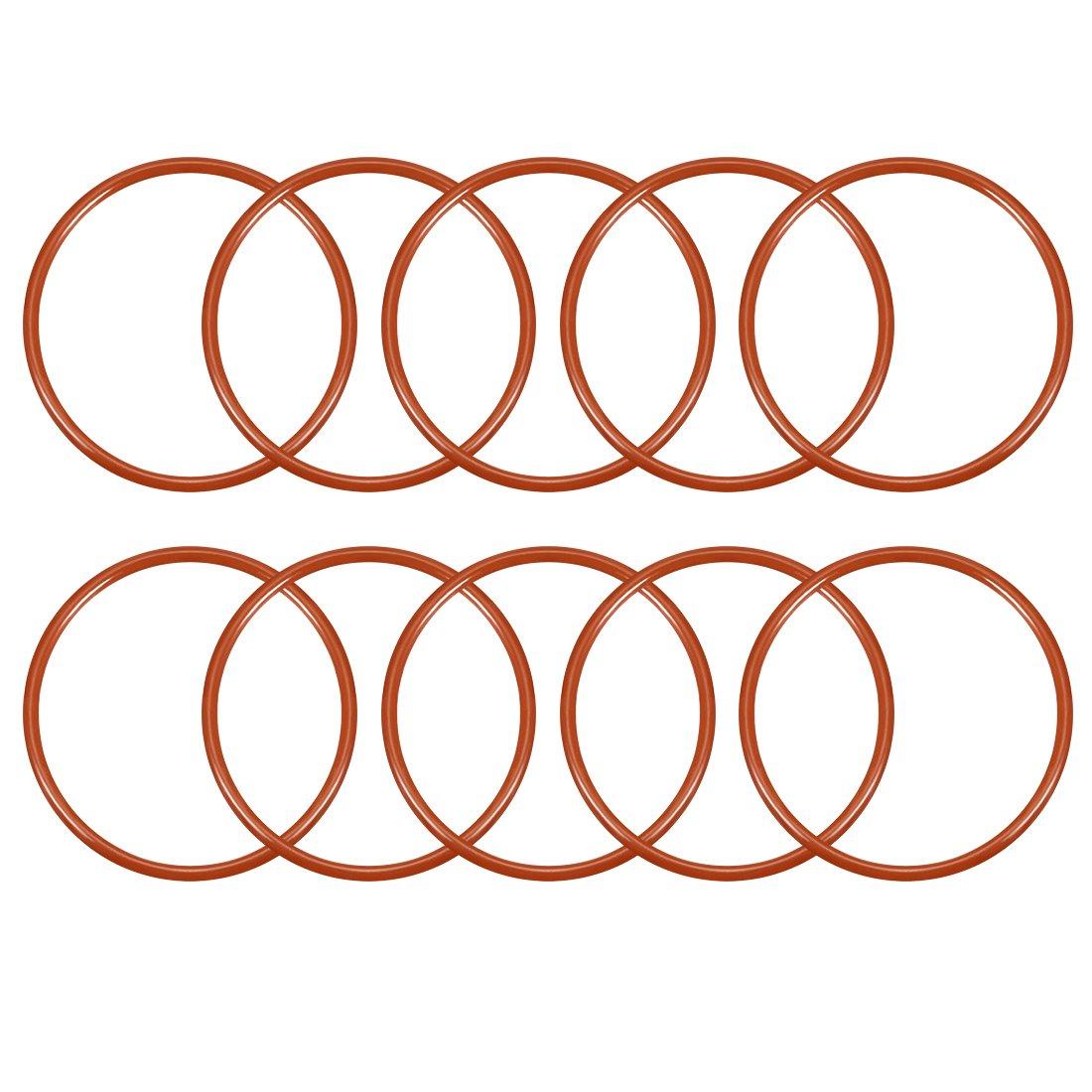 sourcingmap Silicone O-Ring, 42mm OD, 37.2mm ID, 2.4mm Width, VMQ Seal Rings Gasket, Red, Pack of 10 0