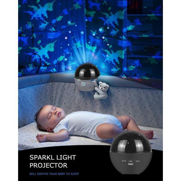 SPARKL Kids Night Light Projector- Newborn Essentials, Sensory Lights with Lullaby Bluetooth- Starlight Projector for Nursery Decoration, Star Projector Lamp for Kids Bedroom -Christmas Birthday Gift 4