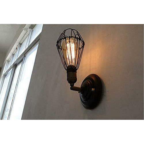 2 Pcs Industrial Wall Lights - Metal Cage Wall Light Black Lampshade Adjustable Wall Lamp E27 Wall Lighting Fixtures for Home Decor Bedroom Bedside Living Room Indoor… 3