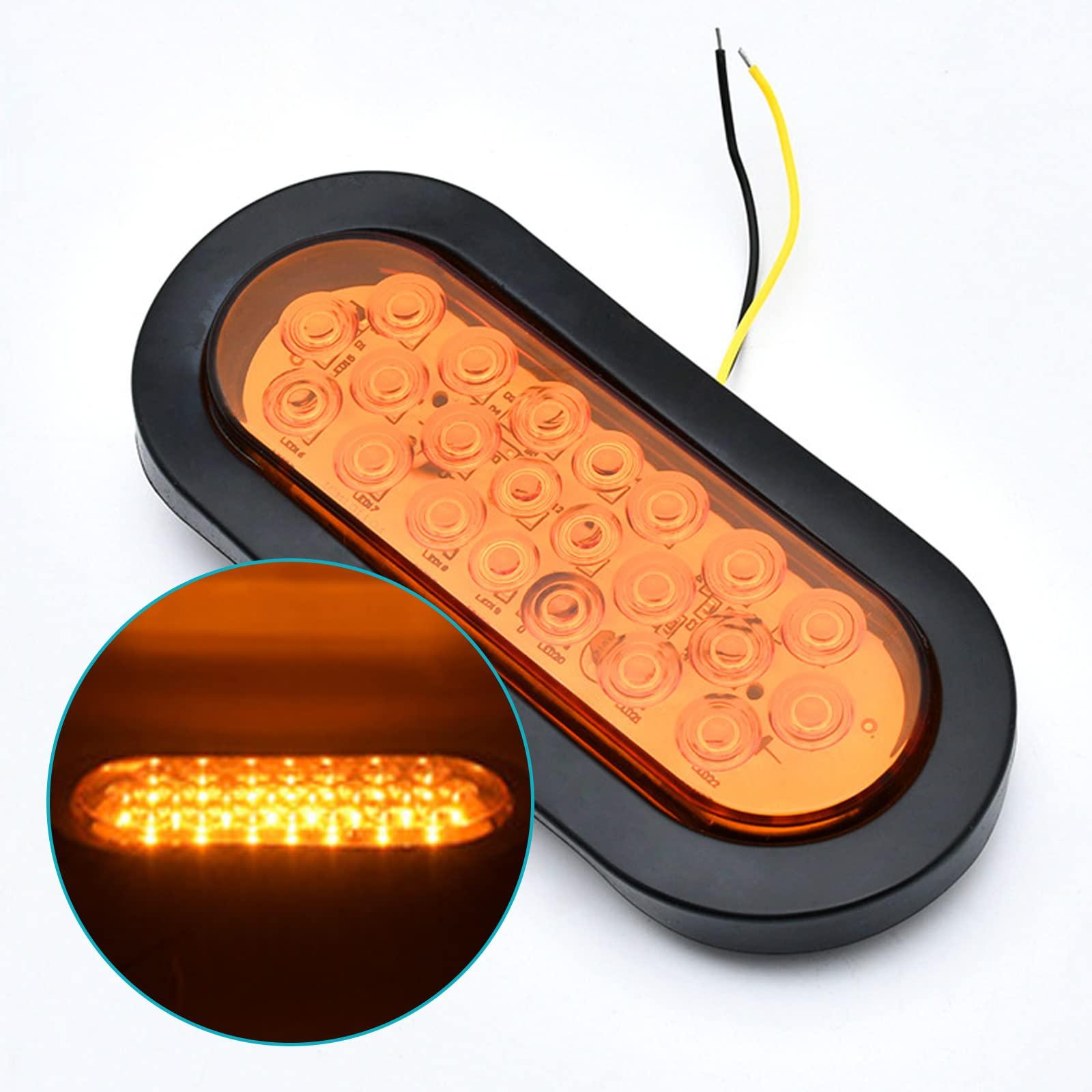 ALI2 Oval Yellow LED Trailer Lights Stop/Turn Tail Light 22 LED for Trailer Truck,2PCS 8