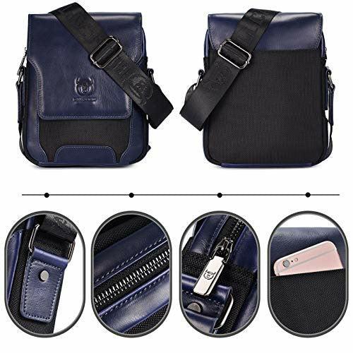 BAIGIO Leather Shoulder Bag for Men Stylish Crossbody Messenger Satchel Side Bag for Commuter Work School Business Travel-Dark Blue 4