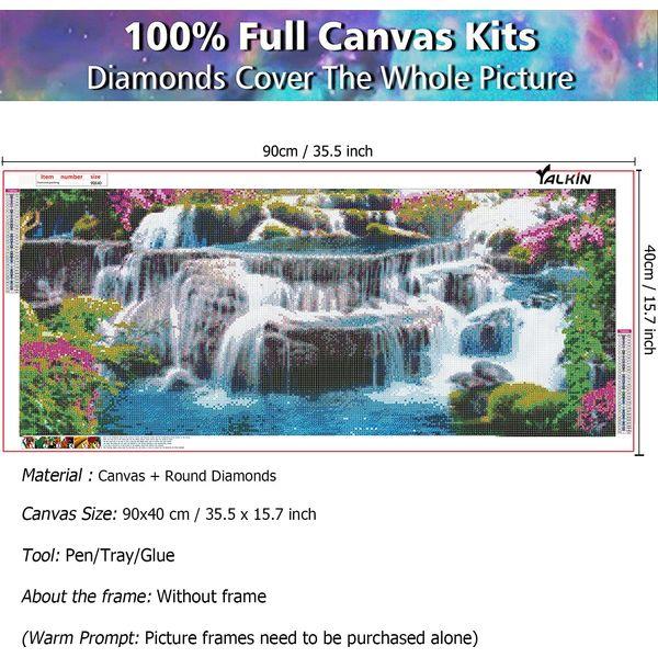 YALKIN 5D Diamond Painting Kits for Adults DIY Large Waterfall Full Round Drill (35.5x15.7inch) Embroidery Pictures Arts Paint by Number Kits Diamond Painting Kits for Home Wall Decor Christmas Day 3