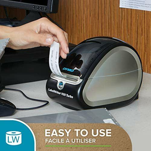 DYMO LW Large Address Labels, 36 mm x 89 mm, Black Print on Clear, 2 Rolls of 130, (260 Easy-Peel Labels), Self-Adhesive, for LabelWriter Label Makers, Authentic 3