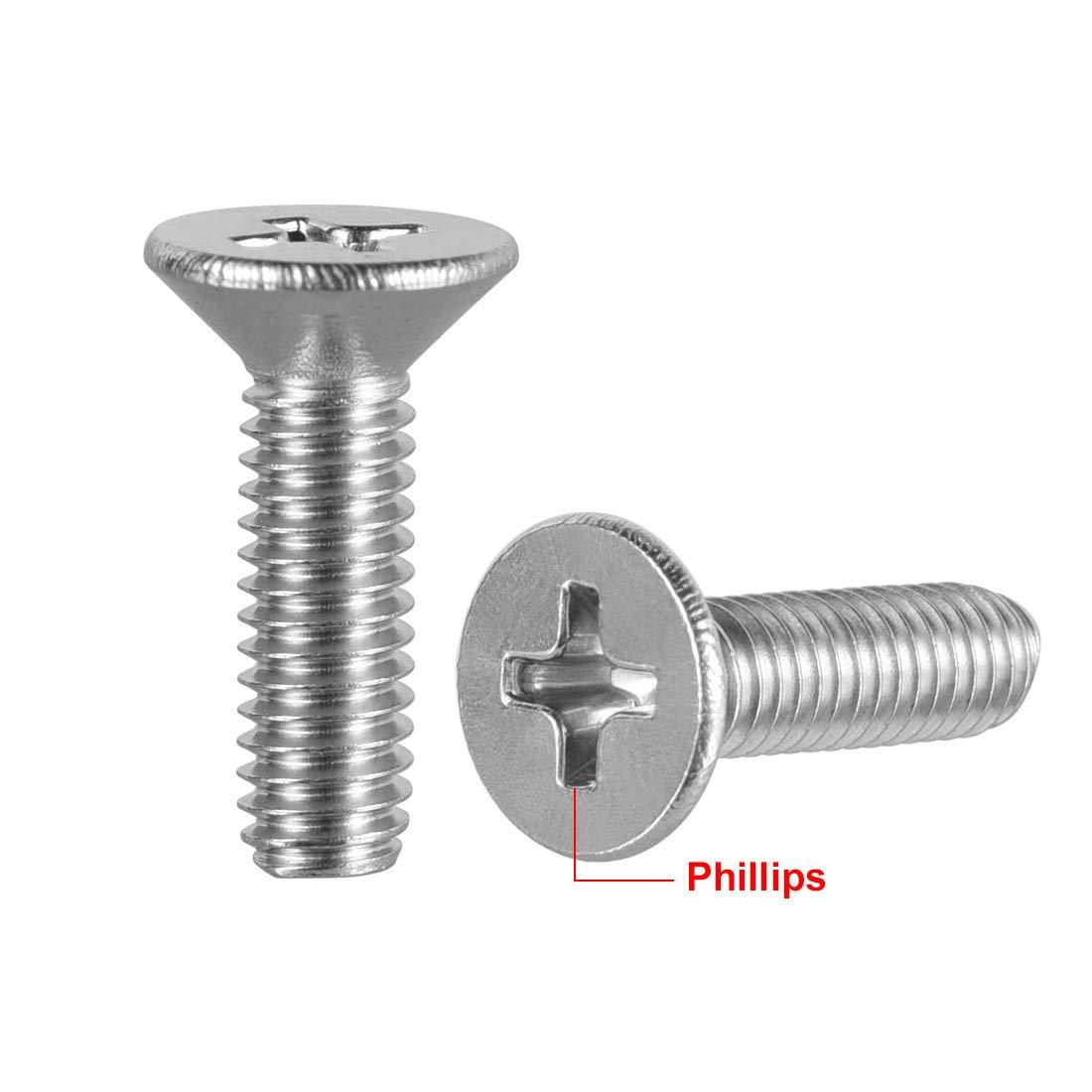 sourcing map M4x14mm Flat Head Machine Screws, Phillips Cross Screw, 304 Stainless Steel, Fasteners Bolts 50Pcs 2