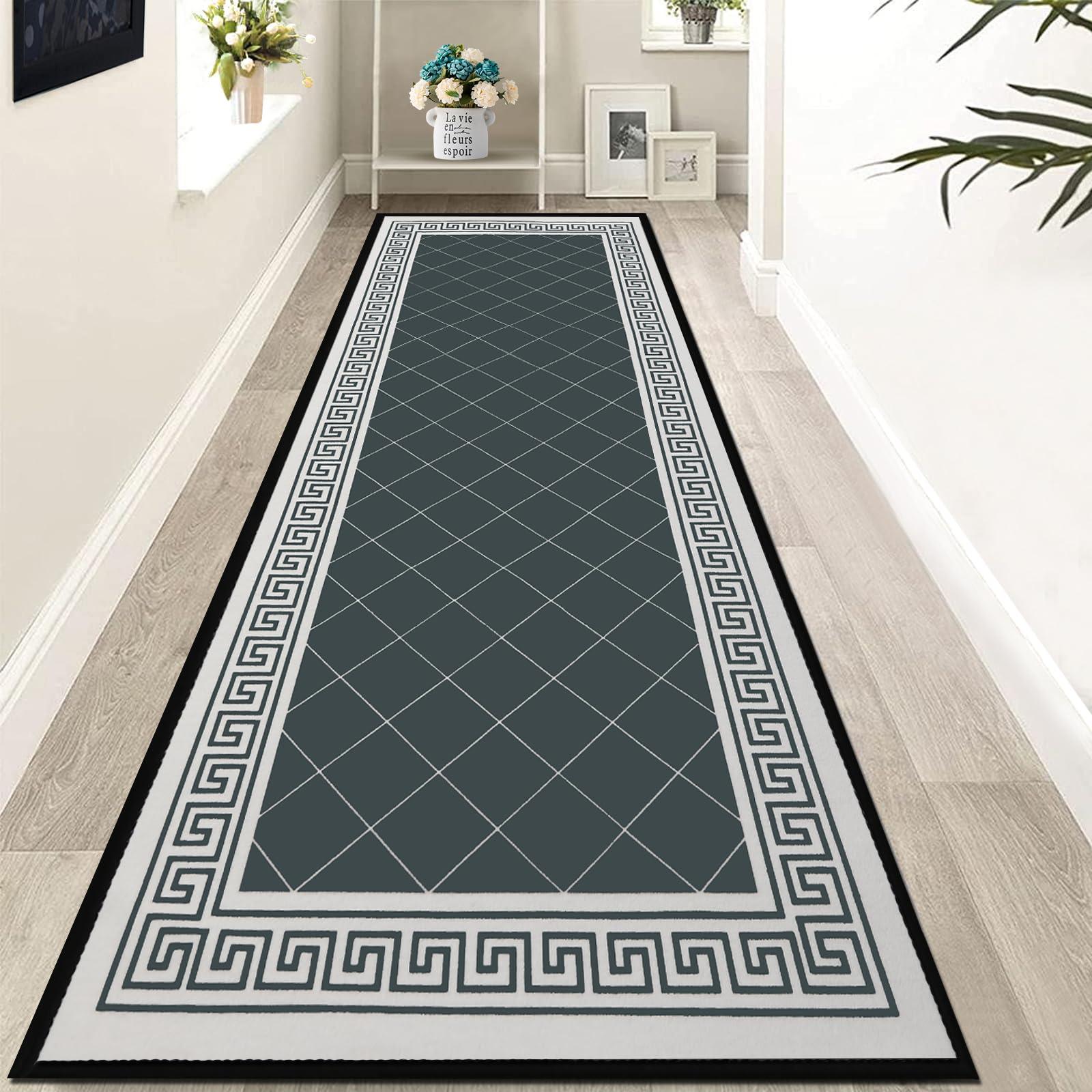 Myting Carpet Runners for Hallways Non Slip Long 66x240 cm Hallway Runner Rug, Durable Nylon Hall Runner, Non Slip Washable Runner Rugs for Hallway Kitchen Entryway Bedroom, Grey