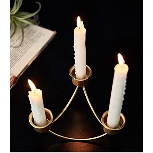 Hosoncovy 3 Arms U Shape Metal Candlestick Holder Candle Stand Decorative Candle Holder Taper Candle Holder for Table Wedding Party Home Decoration (Gold) 2