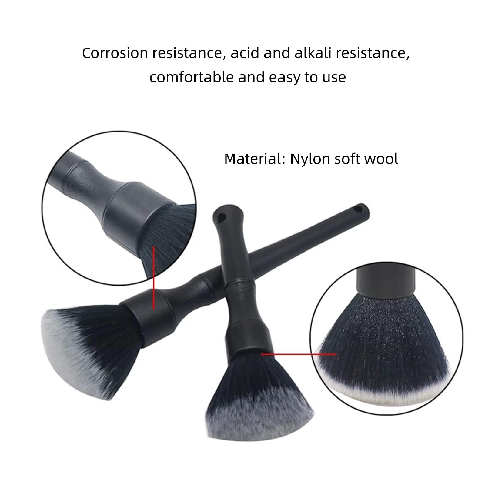 ALI2 Detailing Brush Set,Soft Comfortable Grip for Car Interior and Exterior Detailing Cleaning,Black 4