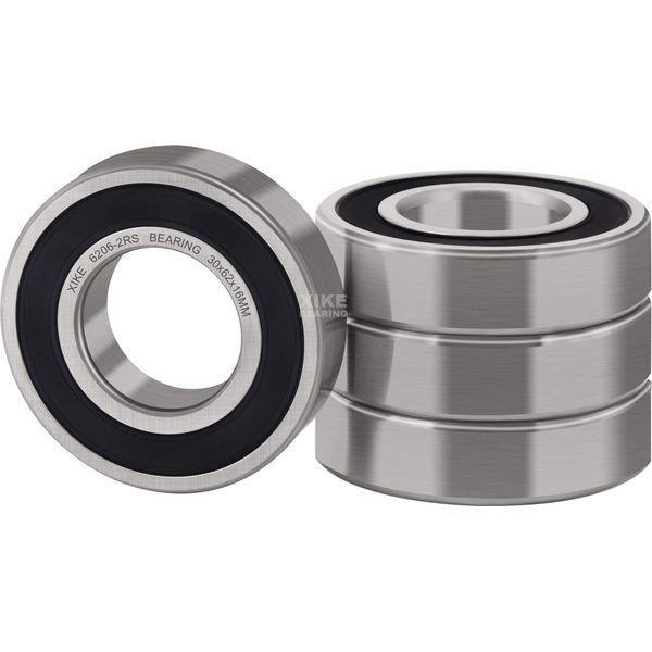 XIKE 4 pcs 6206-2RS Ball Bearings 30x62x16mm, Bearing Steel and Double Rubber Seals, Pre-Lubricated, 6206RS Deep Groove Ball Bearing with Shields. 0