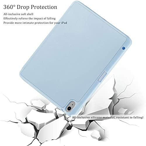 SIWENGDE Case for iPad 10.9 Air5 2022, Full Body Protective Rugged Shockproof for iPad Air 4 2020Case,Tri-Fold Folding Smart Cover for iPad 10.9 Inch,Support Apple Pencil Charging-Light Blue 2