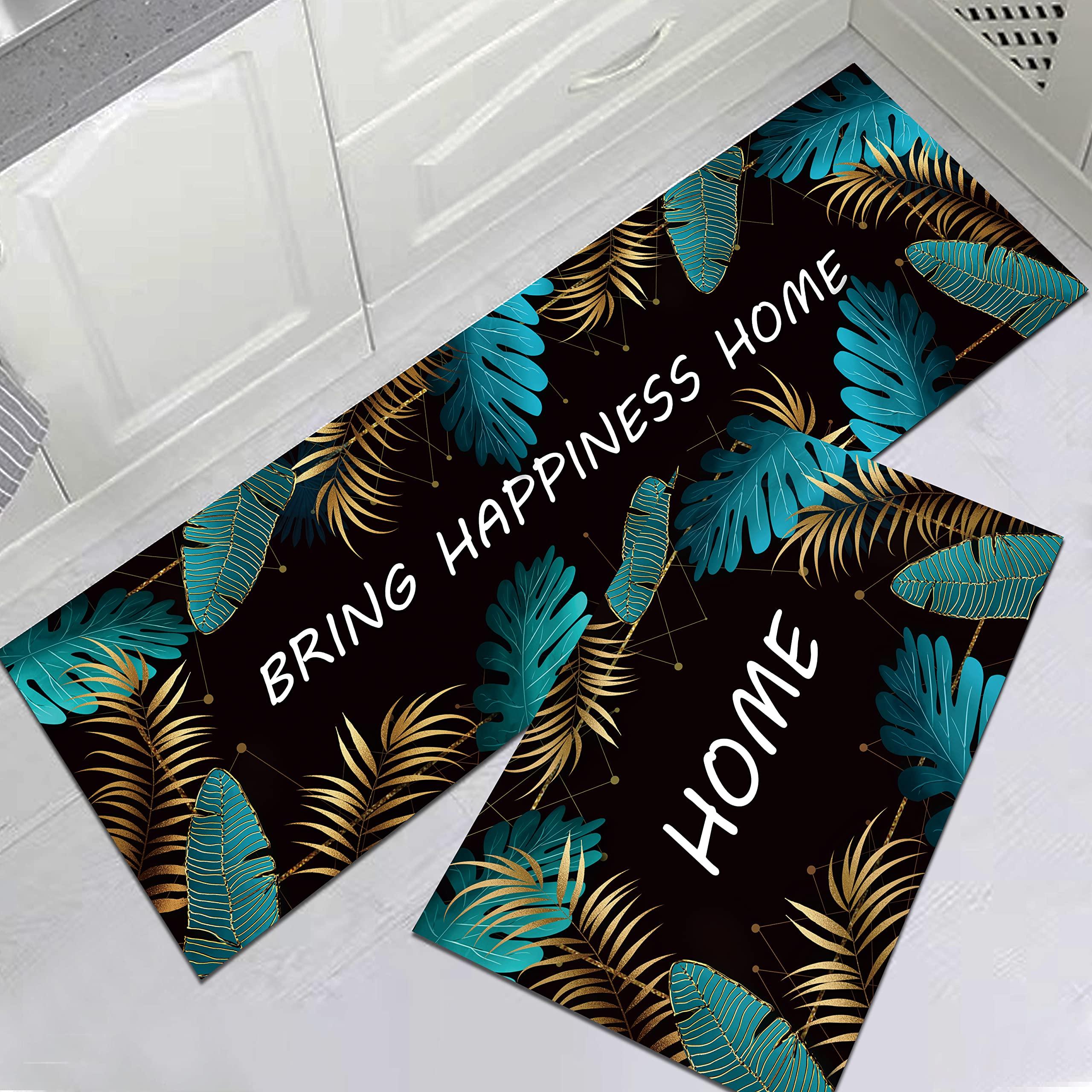 LLTTEER Kitchen Mats Rugs Sets Washable Non-Slip Kitchen Floor Mat 2 Pieces,Waterproof PVC Kitchen Mat Door Mat for Kitchen,Hallway,Living Room,Bedroom,Bathroom (Nordic 01, 40 x 60+40 x 120 cm) 0