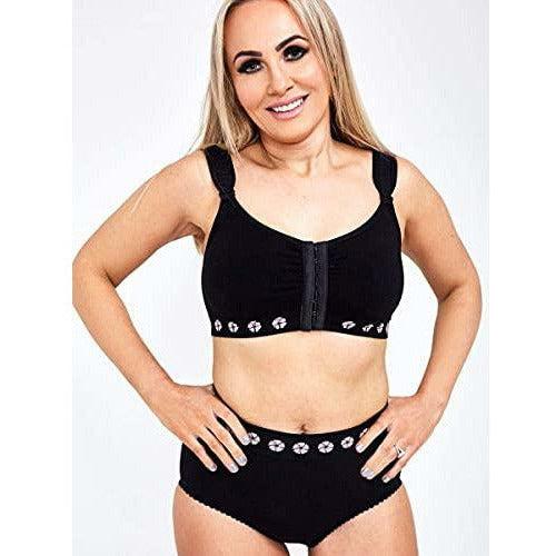 Theya Healthcare Petal Bamboo High-Waisted Comfort Briefs in Black, Post Surgery Knickers (L) 2