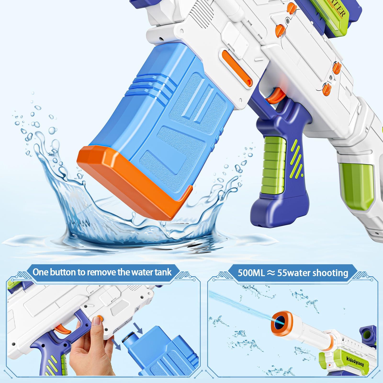 Kid Odyssey Electric Water Gun, Rechargeable Water Squirt Blaster for Adults Kids with 500ML Capacity/Unlimited Water Supply with Hose, Long Shooting Range Up 32ft, Ideal for Outdoor Beach Pool 2