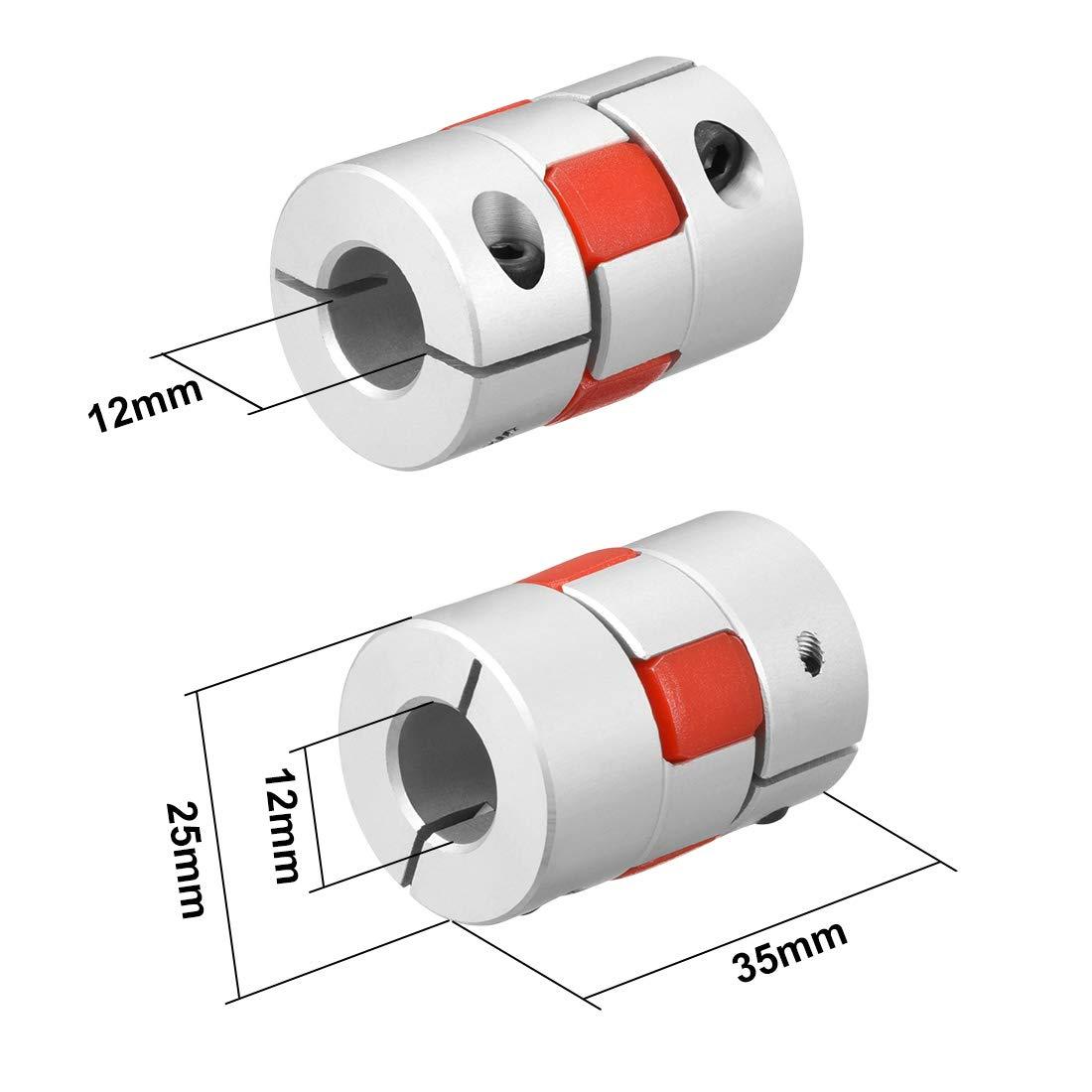 sourcing map 2pcs Shaft Coupling 12mm to 12mm Bore L35xD25 Flexible Coupler Joint for Servo Stepped Motor 1