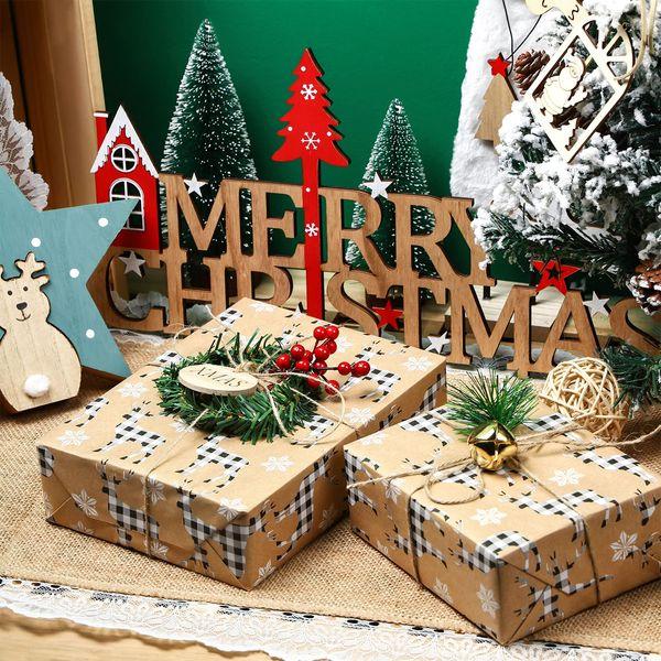 RUSPEPA Christmas Wrapping Paper, Jumbo Roll Kraft Paper - Black and White Plaid Reindeer Design for Christmas, Holiday Wrap - 61 cm x 30.5 m 3