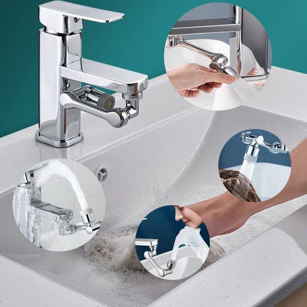 Flybath 1080° Swivel Faucet Extender Aerator Water Saving Bubbler Nozzle Filter 2-Flow Universal Faucet Tap Attachment Extended Splash Proof for Bathroom Kitchen 3