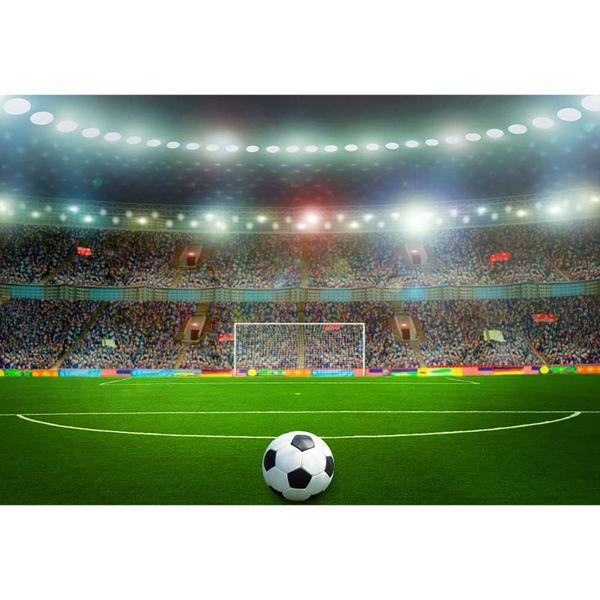 Aoihrraan 3,5x2,5m Football Field Backdrop Soccer Court Match Spotlights Stadium Game Photography Background Sports Theme Party Decor Banner Boys Birthday Video Shoots Portrait Photo Studio Props 0