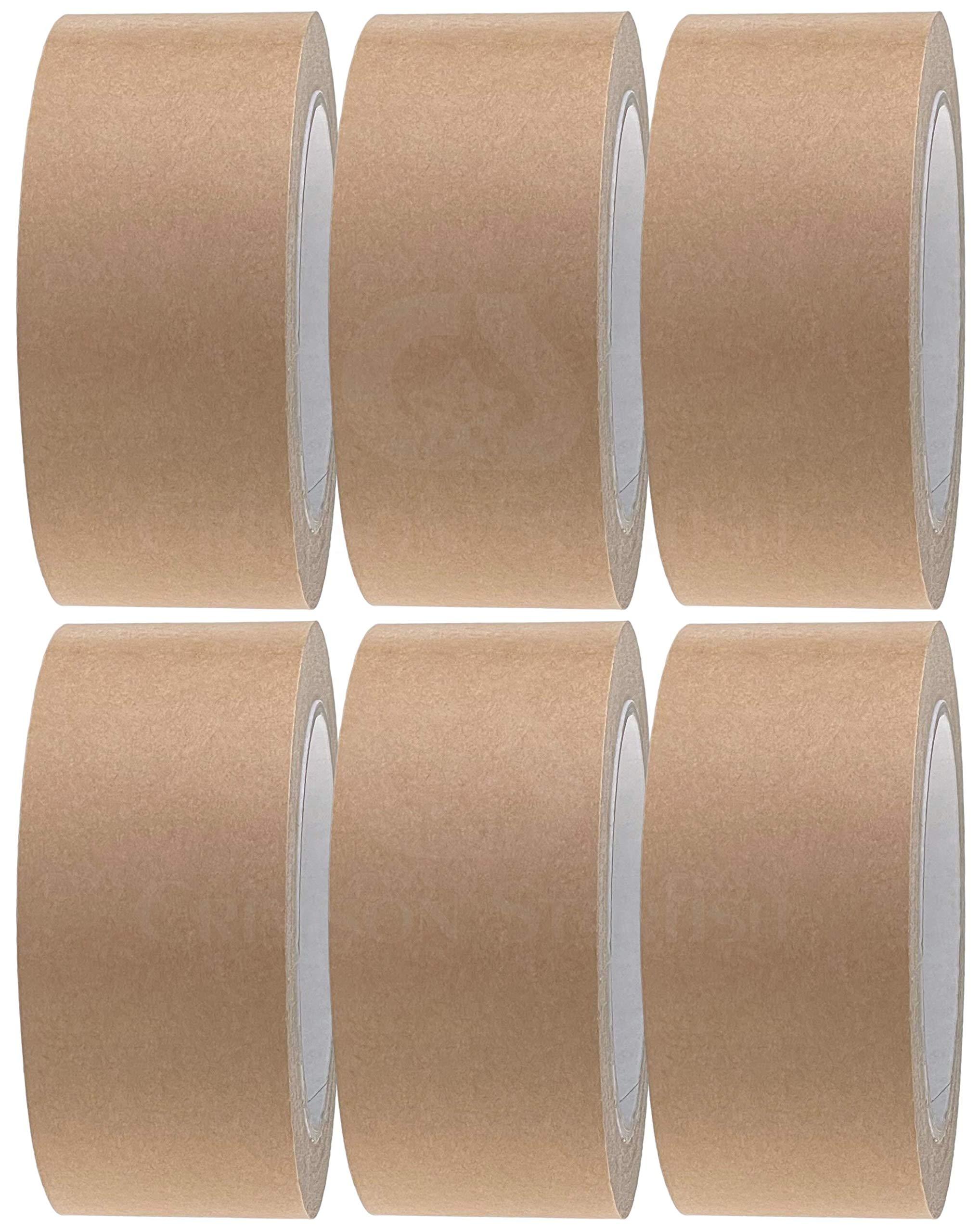 Crimson Starfish 6 Brown Paper Tape | Package Tape Rolls of 48mm x 50m | Brown Kraft Tape | Brown Tape for Picture Framing, Packaging Parcels & Cardboard Boxes | High Adhesion & Long-Lasting