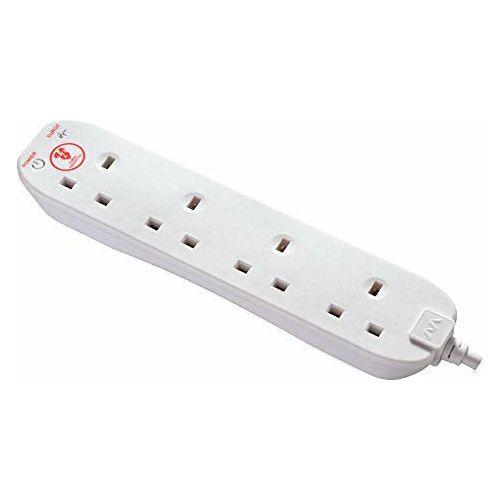 Masterplug Four Socket Power Surge Protected Extension Lead - 4 Metres - White 1