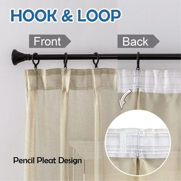 CUTEWIND Net Curtains Tab Top Grey Pencil Pleat Sheer Semi Gathering Tape Woven Volie Curtains Multifunctional Rod Pocket Grommet Hooks Invisible Natty Curtains for Livingroom Bedroom Balcony 1 Panel 3