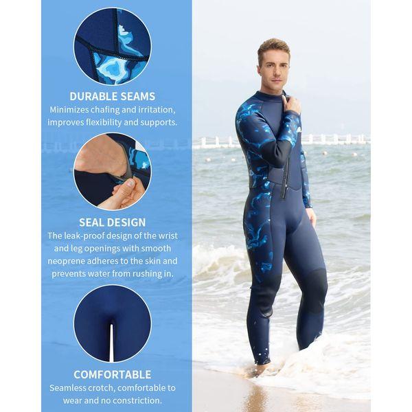 Wetsuit 3mm Wet Suits for Men, Neoprene Full Diving Suits, Front Zip Full Body Keep Warm Wetsuits, for Diving Snorkeling Surfing Swimming Water Sports, Purple Gray M 4