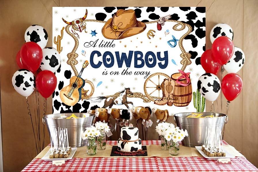 Cowboy Baby Shower Backdrop Wild West Cow Country Theme party Photography Background for Boy Baby Shower Party Decorations Photoshoot (7X5FT) 1