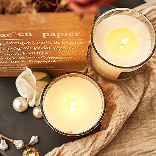 Chloefu LAN Lavender Scented Candles Sets,Highly Scented,200g|45 Hour Long Lasting, All Natural Soy candle, Home Decor, White Glass Jar Candle Best Gifts for Men & Women 2 Pack 2