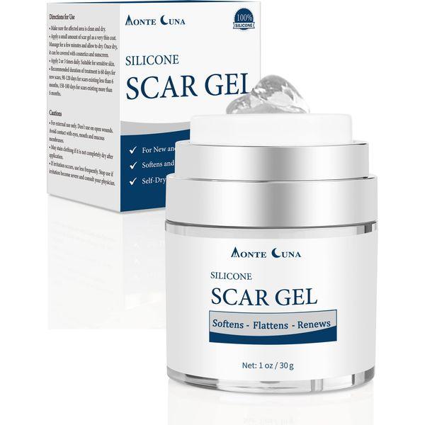 MONTE LUNA Scar Cream, Silicone Scar Gel - Scar Removal and Treatment Cream for Keloids, C-Section, Burn, Surgery, Acne - Physician Formulated Silicone Without Water. Effective for Old and New Scar