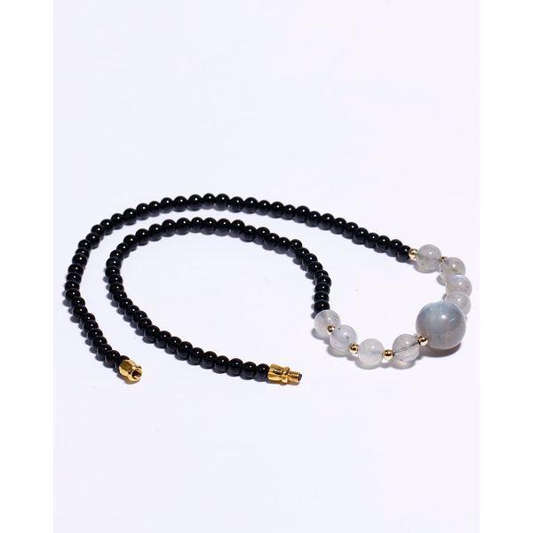 Jewboo Beaded Crystal Necklaces Choker Necklace for Women Healing Crystals and Gemstone Necklaces Balance Meditation Jewellery Gifts (Amethyst/Black Agate) 2