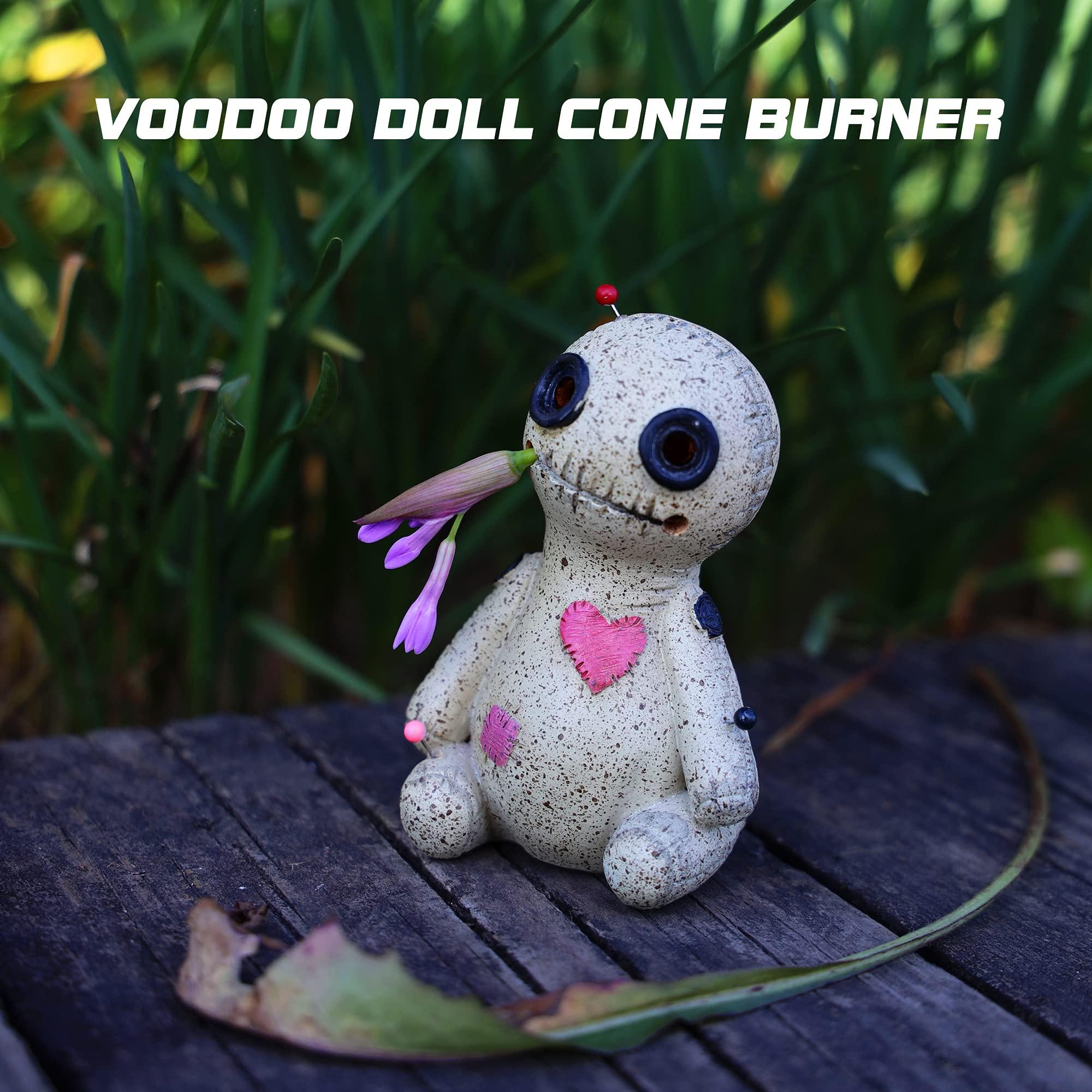 Voodoo Doll Cone Burner, Smoke Coming Out of The Eyes and Corners of The Mouth, Voodoo Doll Incense Burner Desktop Resin Ornament for Yoga Room, Ornament Handmade Craft for Home Decoration(Right) 2