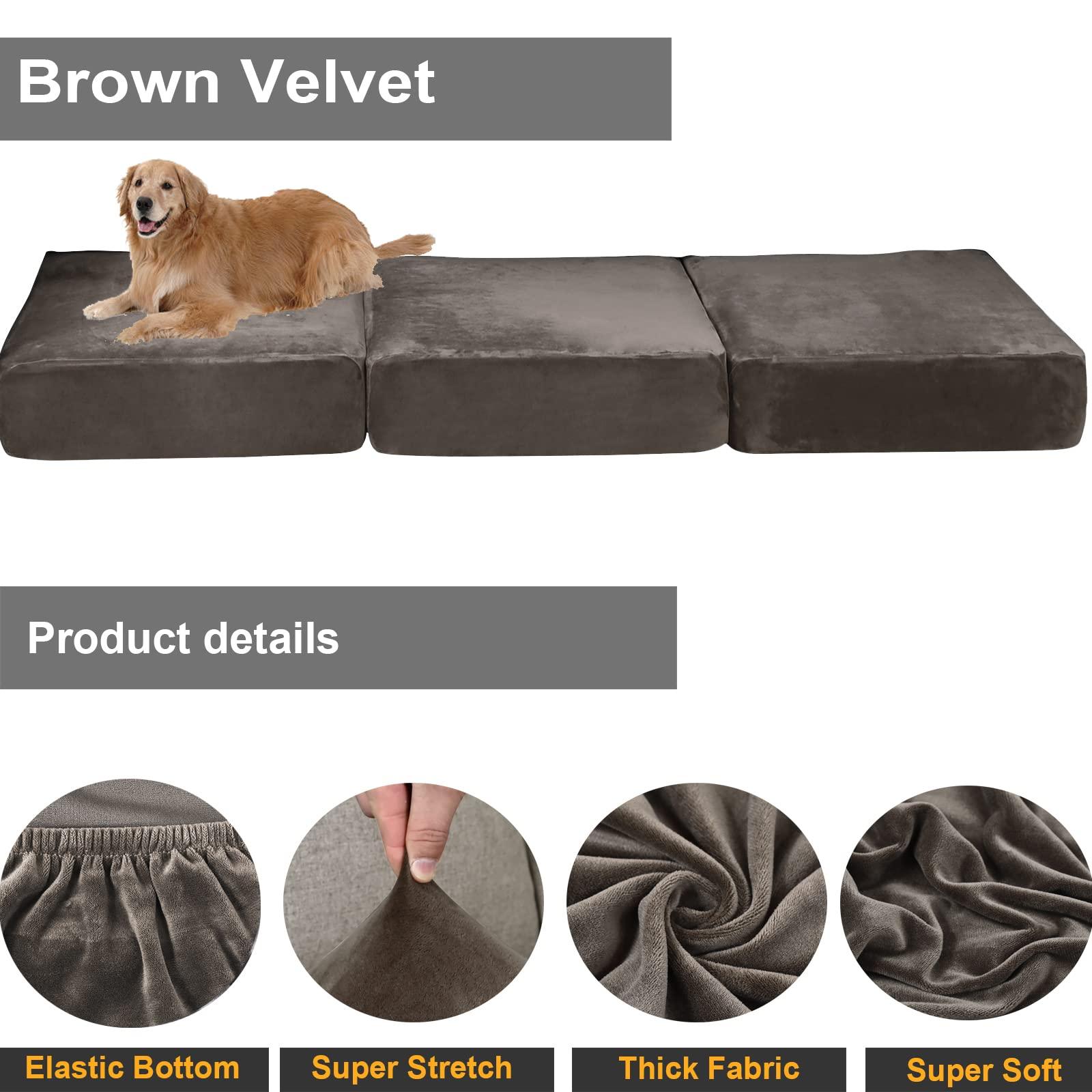 Rosnek Stretch Sofa Cushion Covers 240 GSM Thicker,Velvet Caravan Seat Covers Sofa Cover Non-Slip Couch Covers Easy-Stalled,Soft Sofa Protector Cover with Elastic Bottom,2 Seater 1