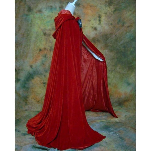 LuckyMjmy Velvet Medieval Wedding Cape Cloak Lined with Satin lining (Medium, Red) 1