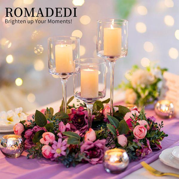 Romadedi Glass Tea Light Candle Holders：for Floating Pillar Living Room Candles Wedding Table Centrepiece Decoration Christmas Home Decor，3Pcs 2