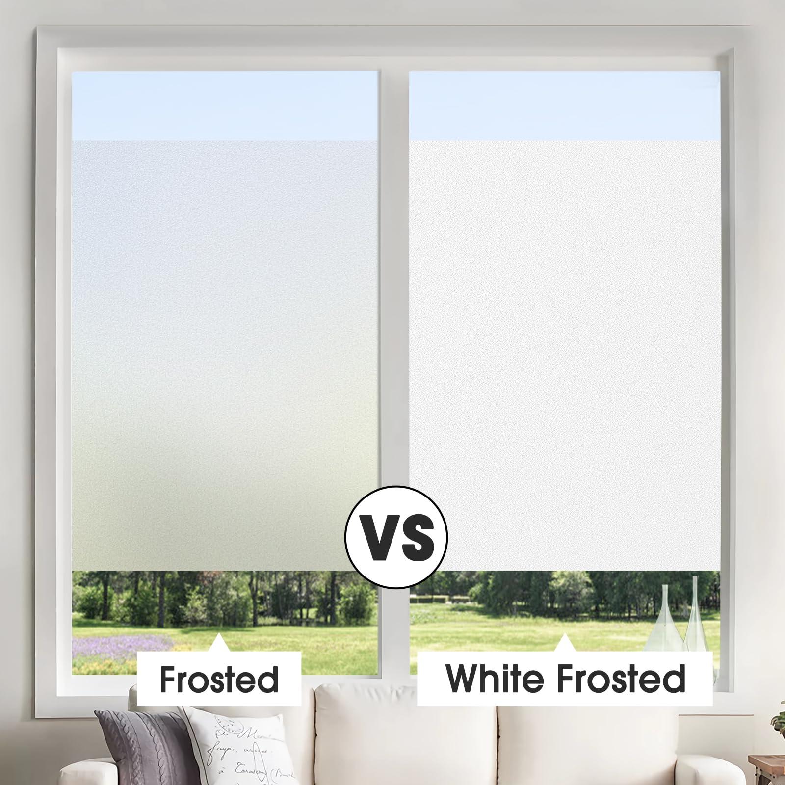 Lifetree Frosted Window Film Privacy: Opaque Window Film for Glass Windows Self-Adhesive Window Frosting Film Static Cling Films for Home Office Bathroom (White Frosted, 44.5 * 300cm) 3